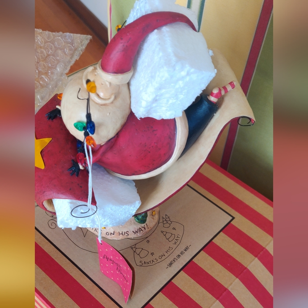 August Moon "Santa's On His Way" Figurine by Lang - Red and Cream - Picture 4 of 16